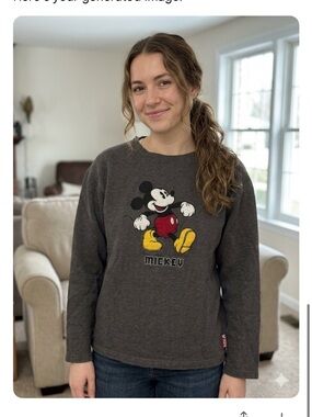 Disney Charcoal Mickey Mouse Graphic Crewneck Sweater